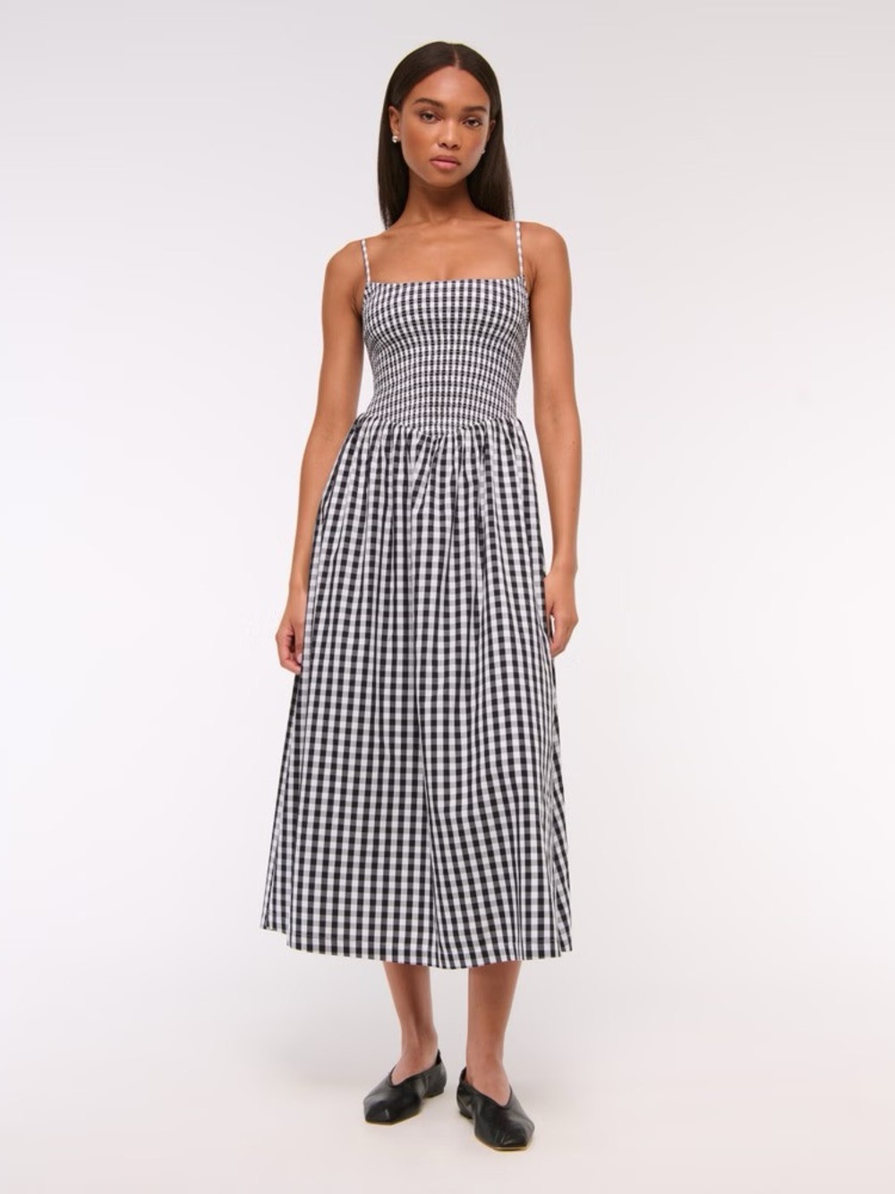 Abercrombie & Fitch Sydney Smocked Dipped Waist Midi Dress